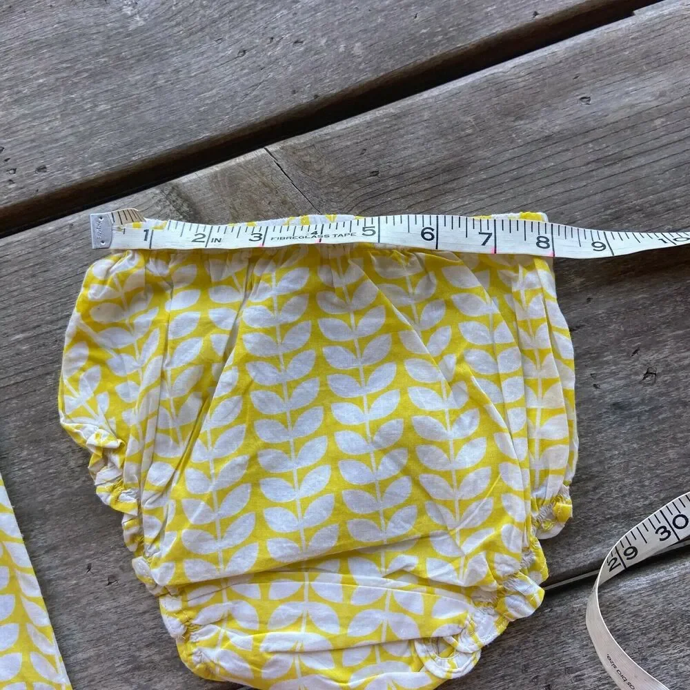kit‎ + lili Girls Dress Size 12-18 Mo Yellow White Leaf Print Bloomers NEW